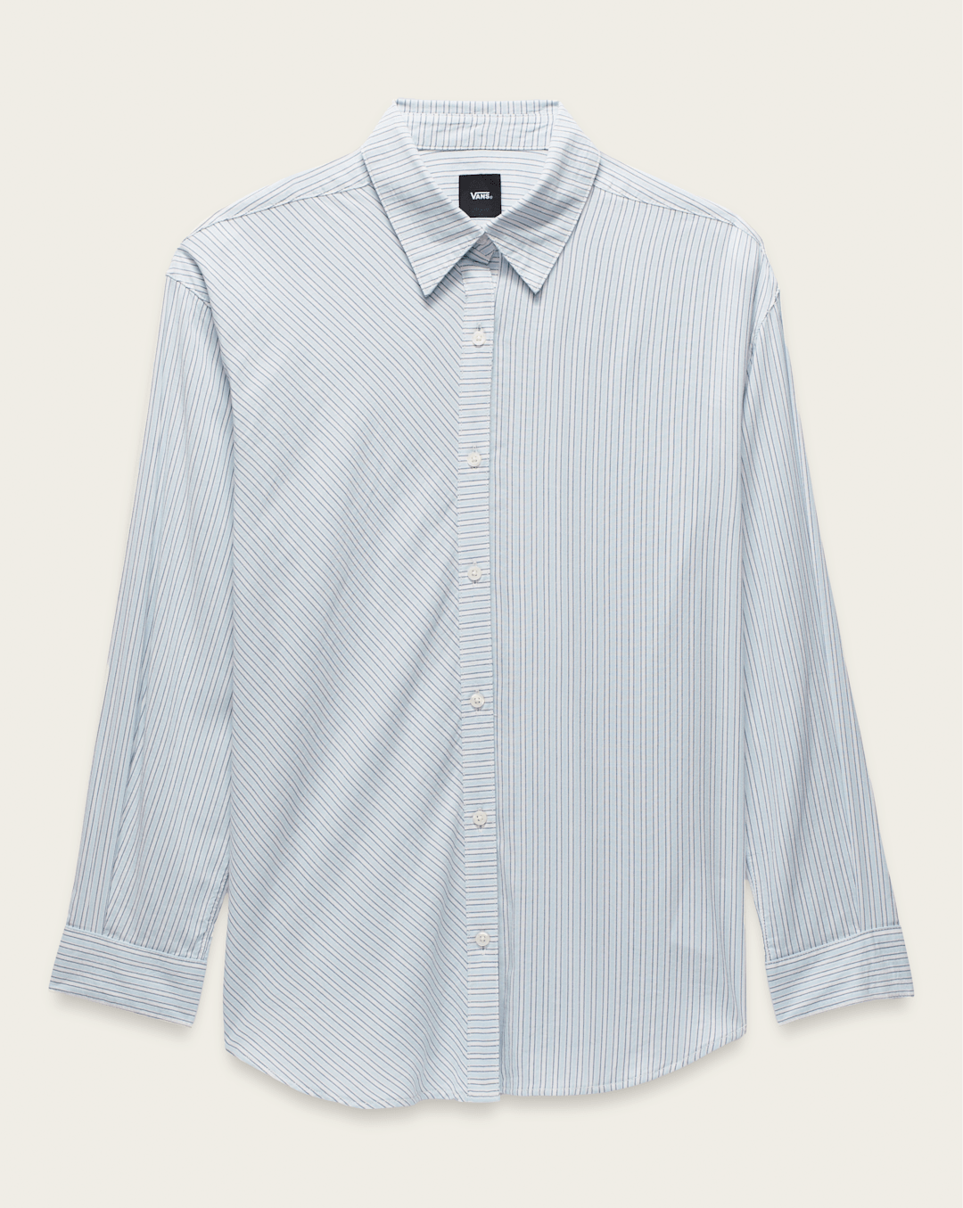 Vans Gillian Striped Button Up Shirt in White / Crystal Blue
