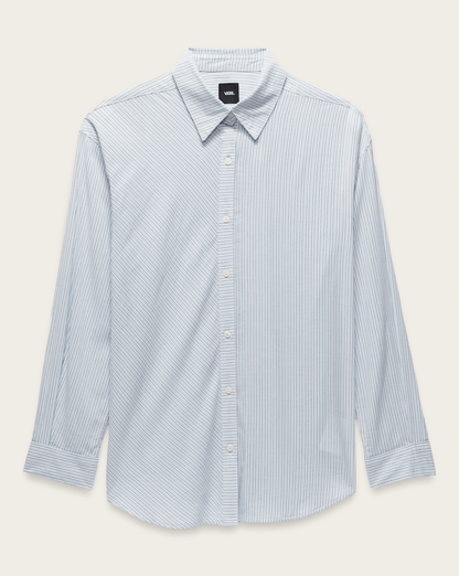 Vans Gillian Striped Button Up Shirt in White / Crystal Blue