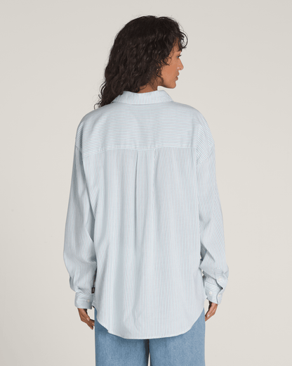 Vans Gillian Striped Button Up Shirt in White / Crystal Blue