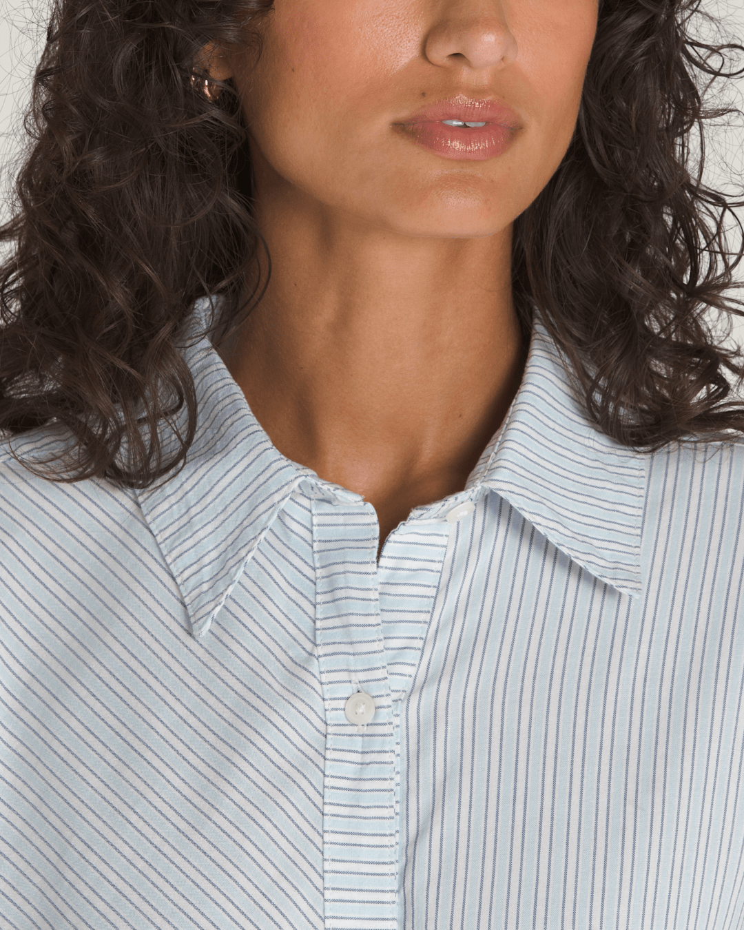 Vans Gillian Striped Button Up Shirt in White / Crystal Blue