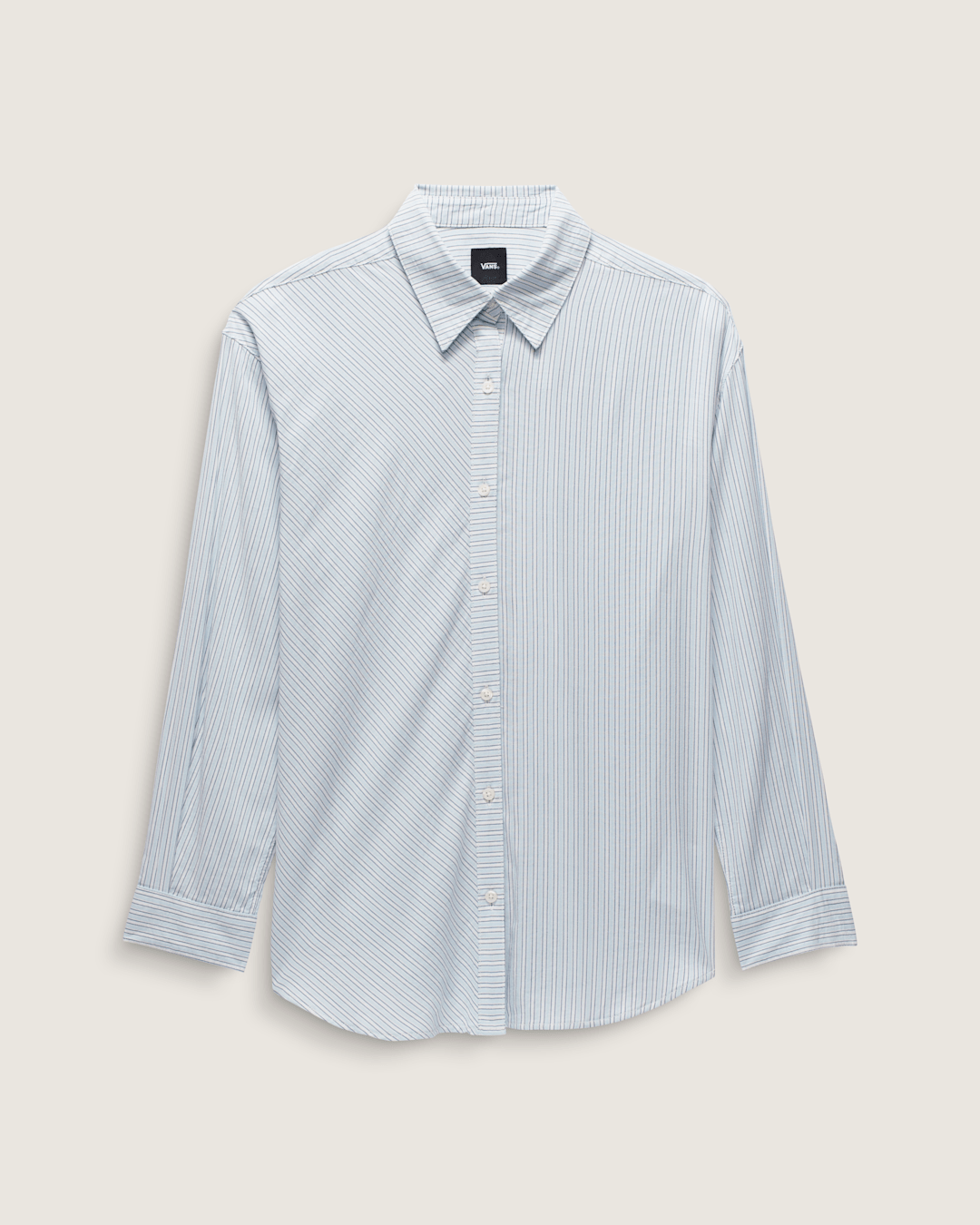 Vans Gillian Striped Button Up Shirt in White / Crystal Blue