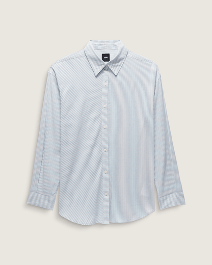 Vans Gillian Striped Button Up Shirt in White / Crystal Blue