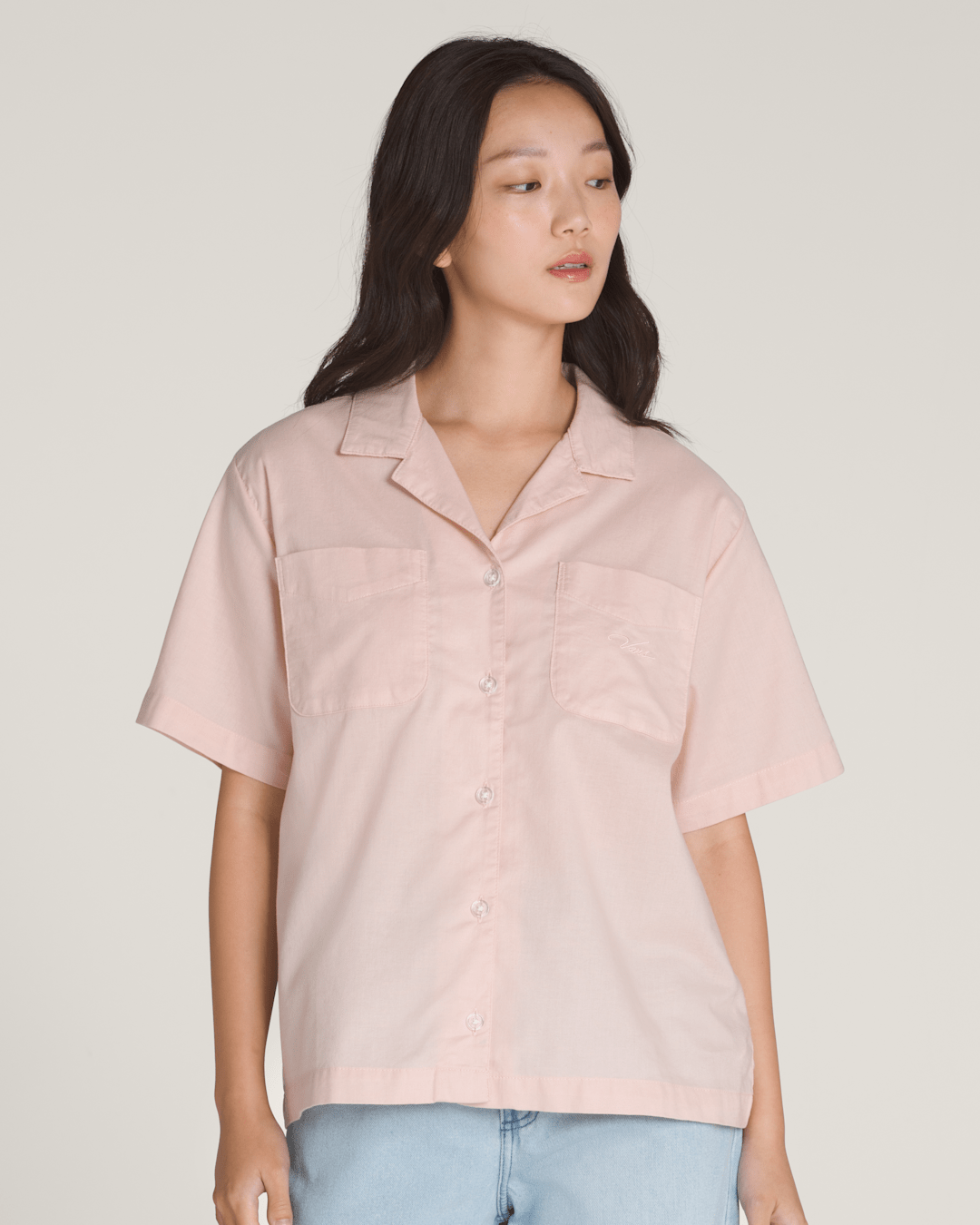 Vans Cassidy Camp Shirt in Sepia Rose Pink