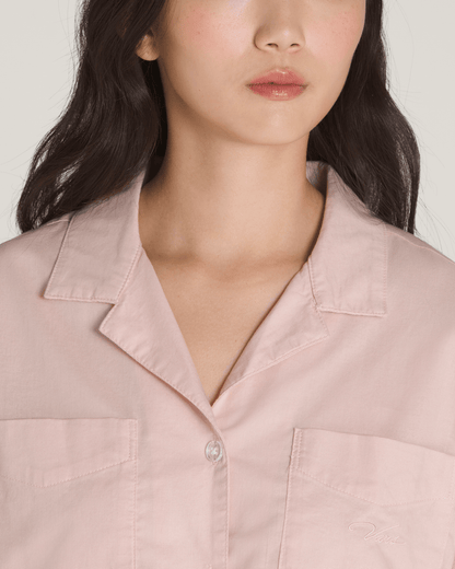 Vans Cassidy Camp Shirt in Sepia Rose Pink