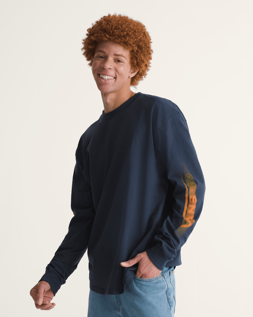 Vans Blur Drop Long Sleeve T-Shirt in Navy