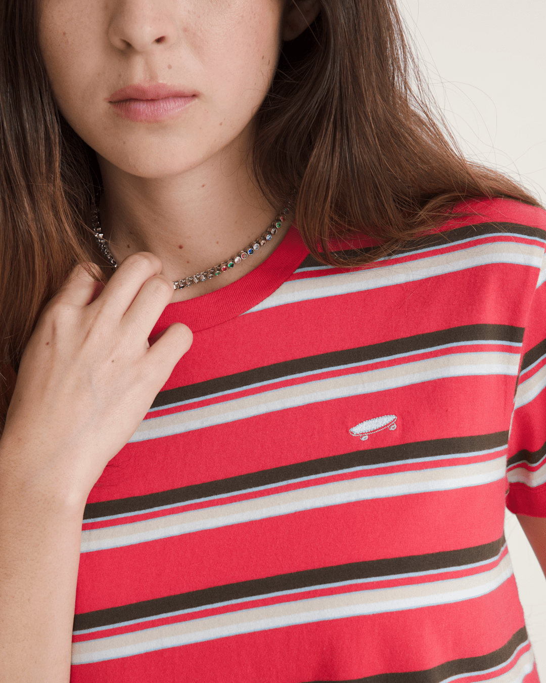 Vans Salton Stripe T-Shirt in Crimson Haze Red