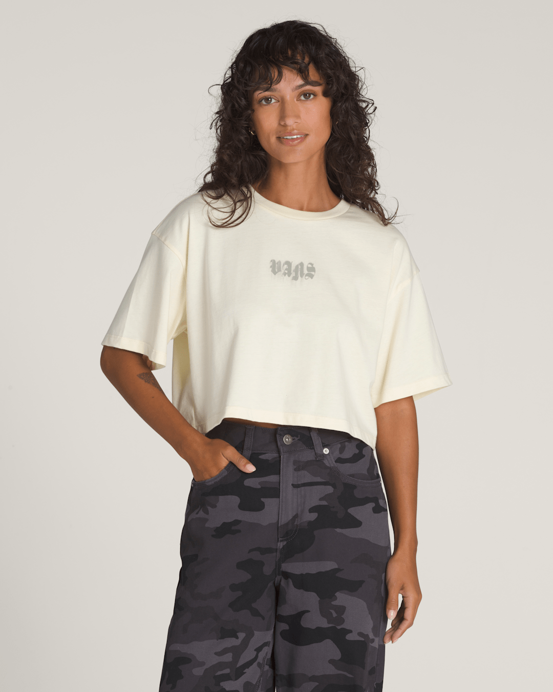 Vans Grafitti Nightwash T-Shirt in Lemon Icing Cream White