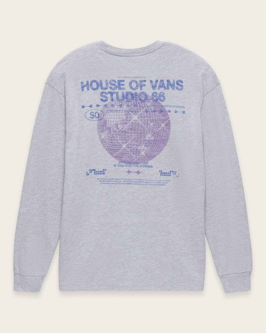 Vans Disco Nights Long Sleeve T-Shirt in Heather Grey