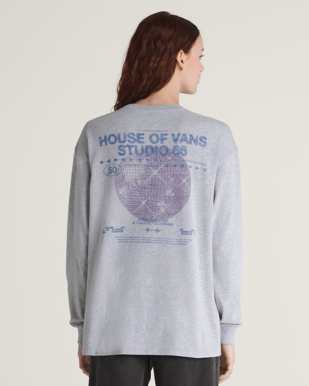 Vans Disco Nights Long Sleeve T-Shirt in Heather Grey
