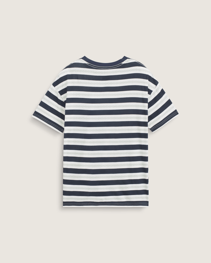 Vans Salton Stripe Checkerboard T-Shirt in Checkerboard Marshmallow White / Navy Blue