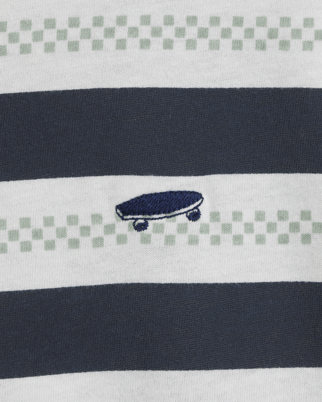 Vans Salton Stripe Checkerboard T-Shirt in Checkerboard Marshmallow White / Navy Blue