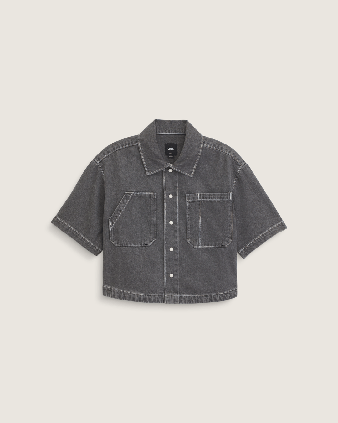 Vans Natalie Denim Button Up Shirt in Wash Grey