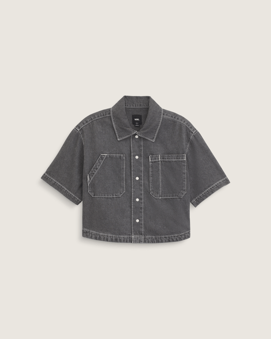 Vans Natalie Denim Button Up Shirt in Wash Grey
