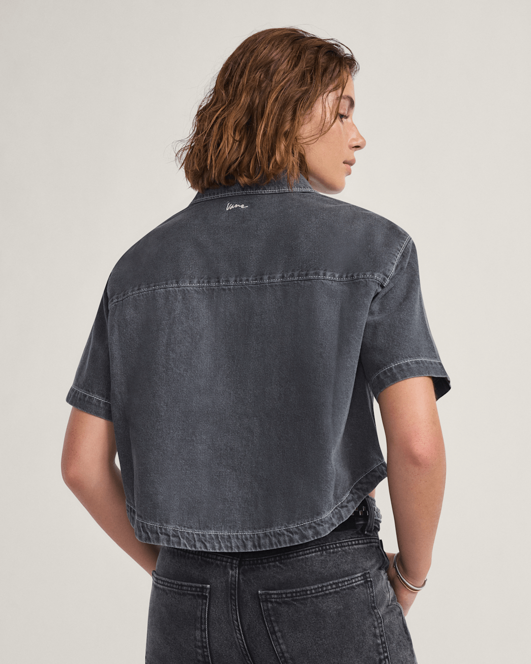 Vans Natalie Denim Button Up Shirt in Wash Grey