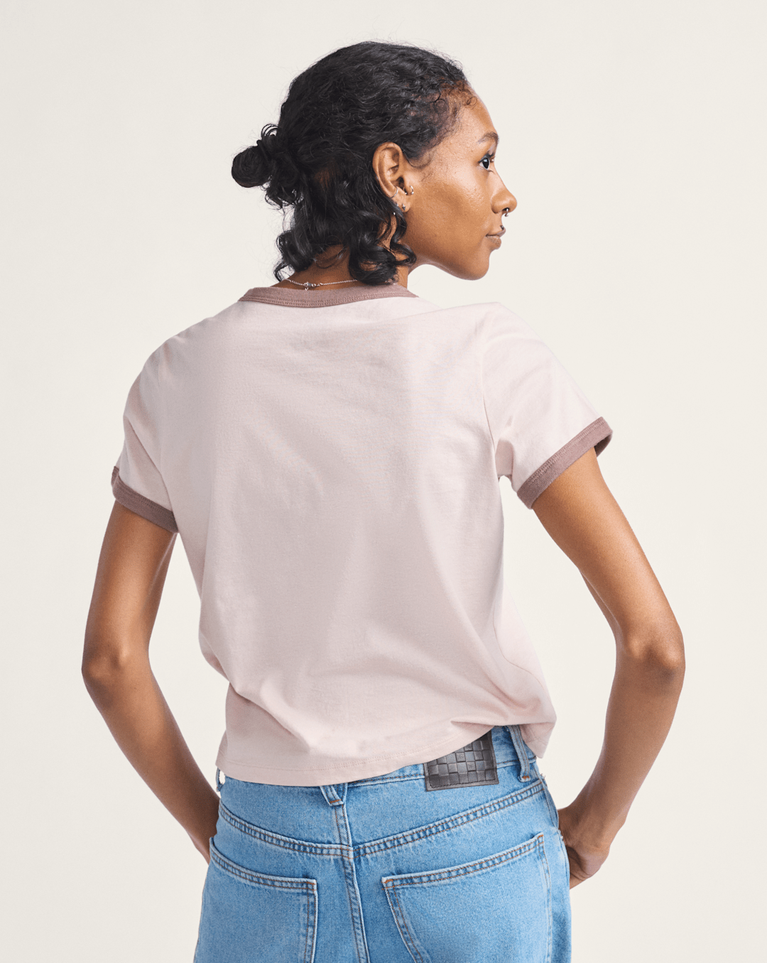 Vans Drop V Ringer T-Shirt in Sepia Rose Pink