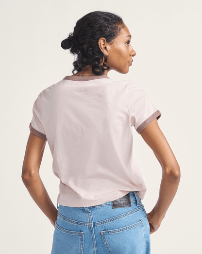 Vans Drop V Ringer T-Shirt in Sepia Rose Pink