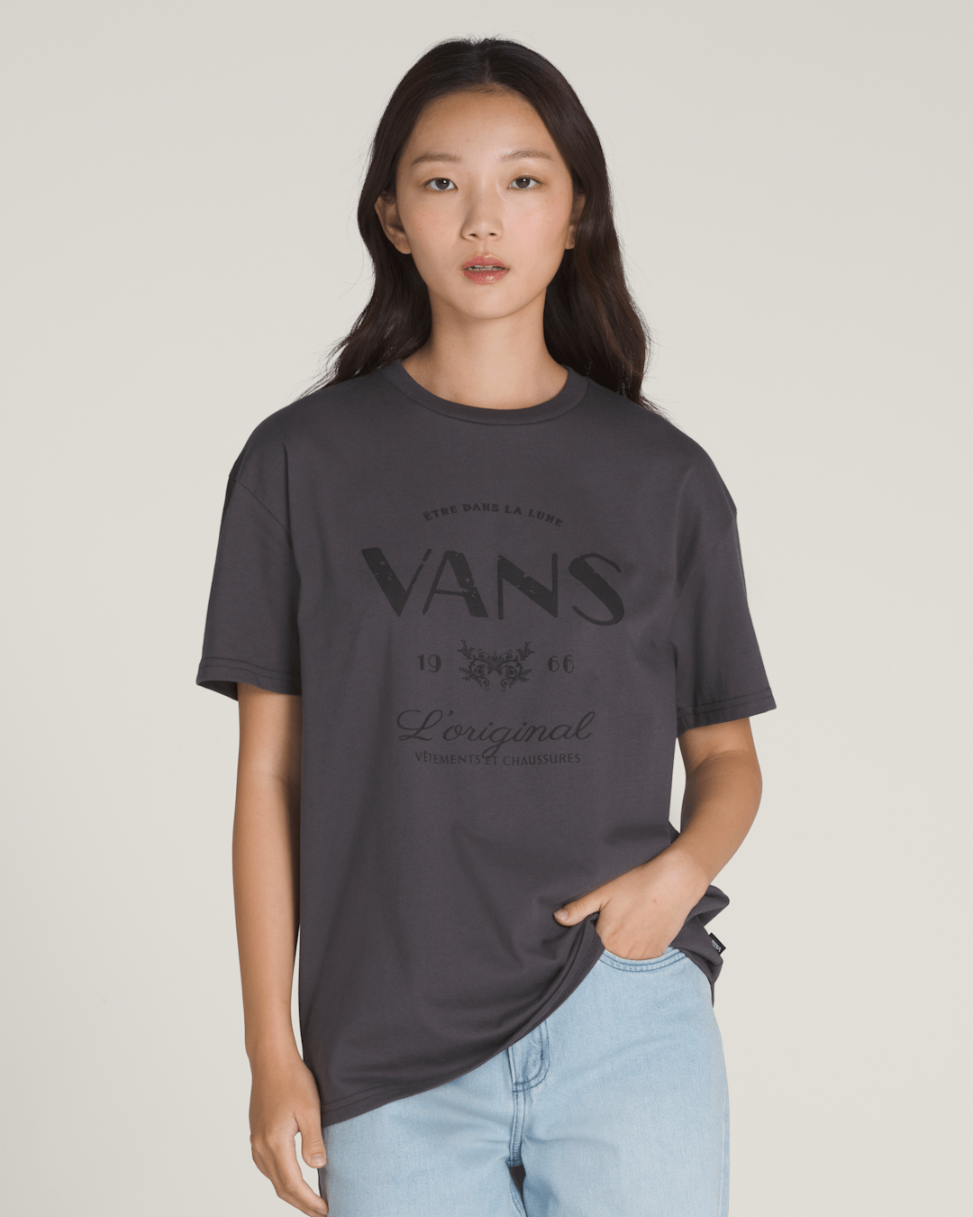 Vans French Lost Thoughts T-Shirt in Asphalt Grey