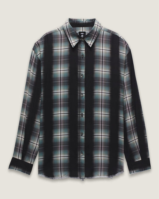 Vans Gillian Plaid Button Up Shirt in Black / Grey / Blue