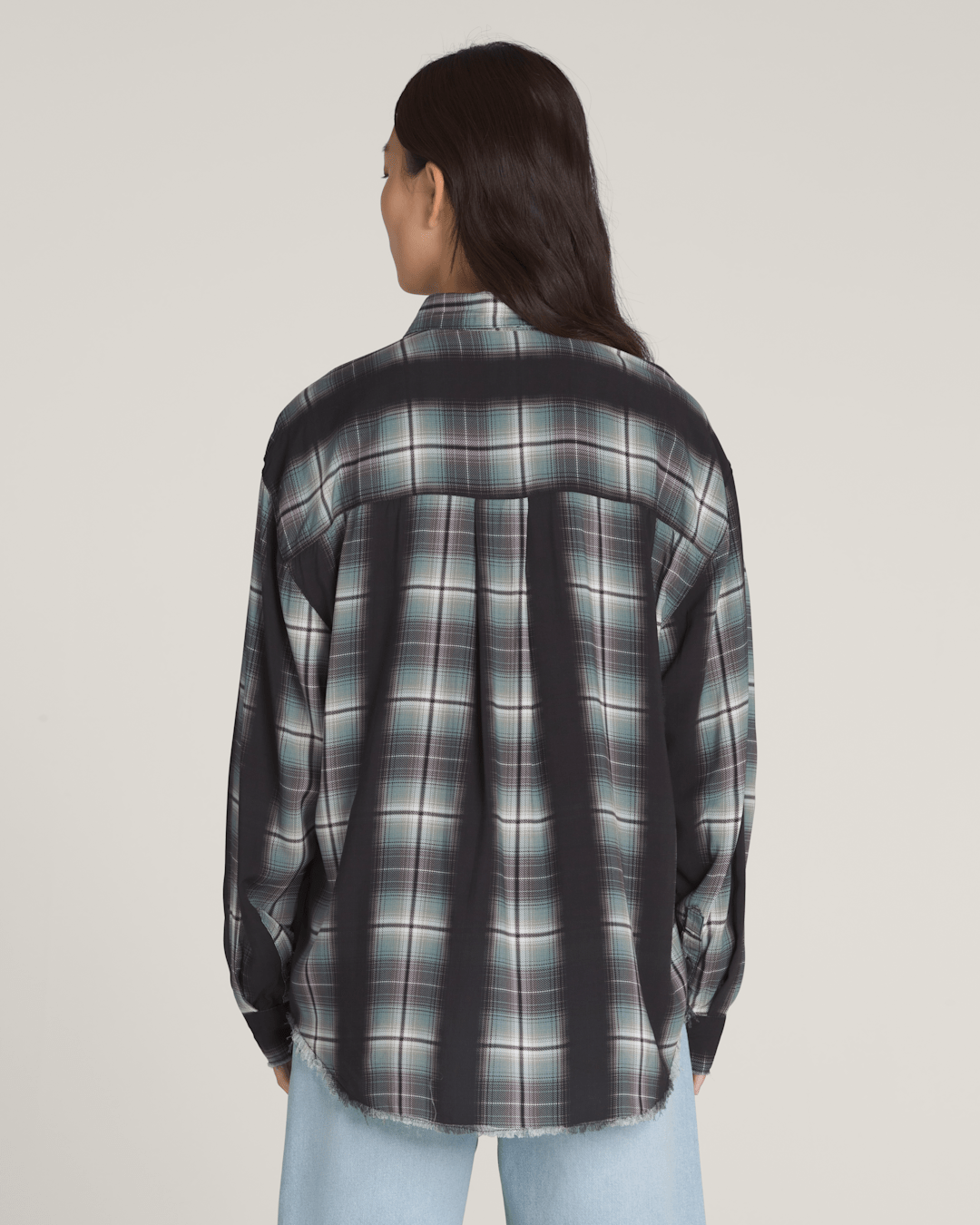 Vans Gillian Plaid Button Up Shirt in Black / Grey / Blue
