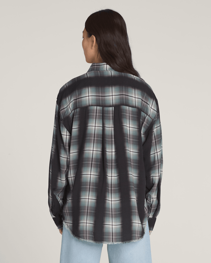 Vans Gillian Plaid Button Up Shirt in Black / Grey / Blue