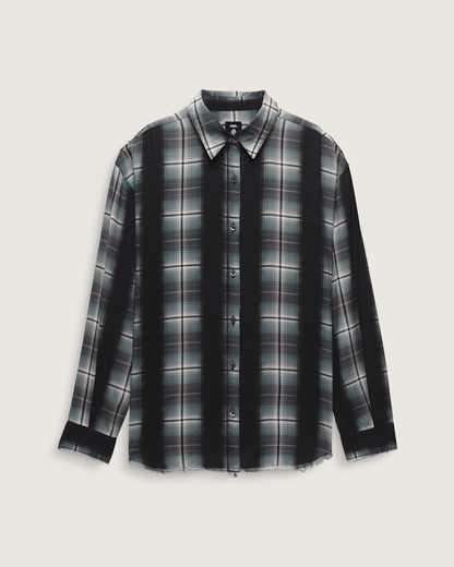 Vans Gillian Plaid Button Up Shirt in Black / Grey / Blue