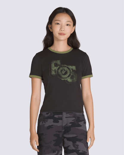 Vans Campus Tour Ringer T-Shirt in Black / Loden Green