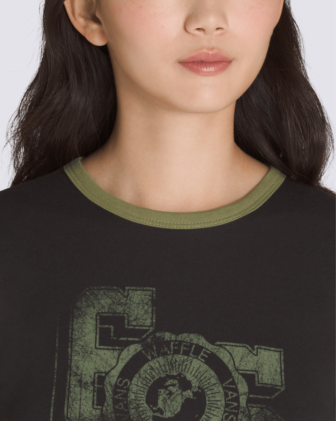 Vans Campus Tour Ringer T-Shirt in Black / Loden Green