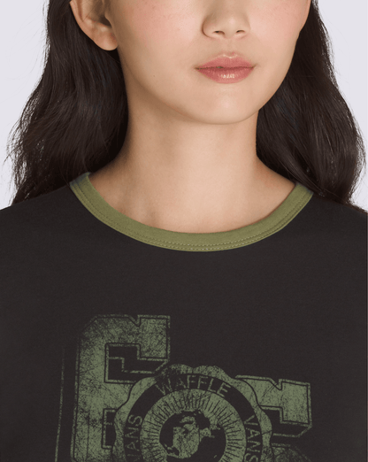 Vans Campus Tour Ringer T-Shirt in Black / Loden Green