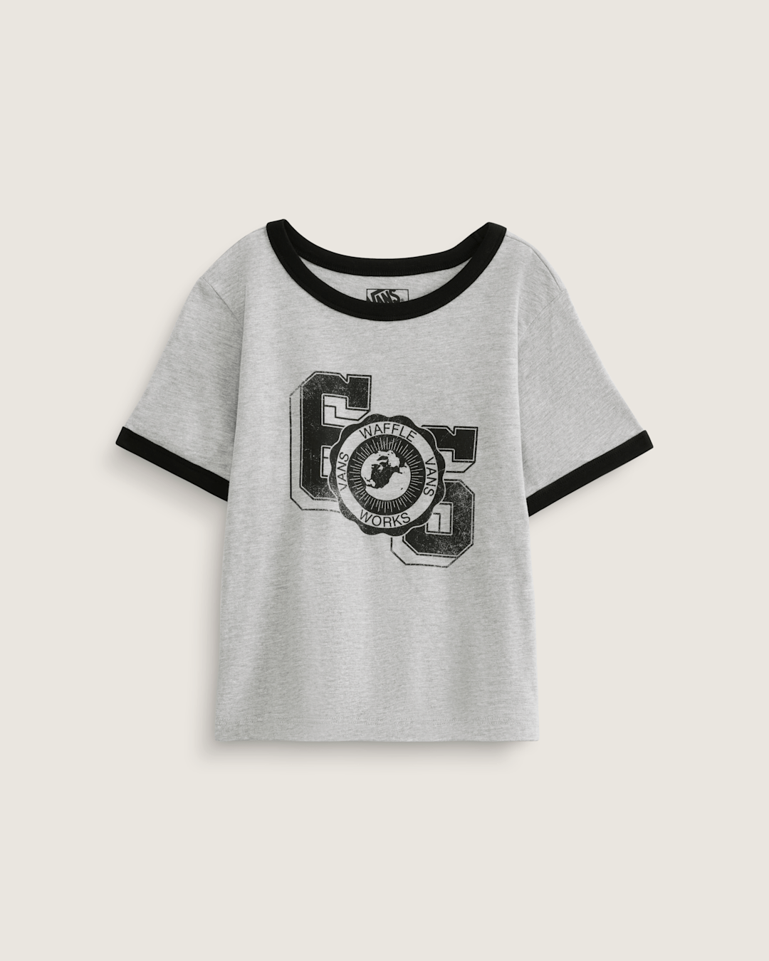 Vans Campus Tour Ringer T-Shirt in Heather Grey / Black