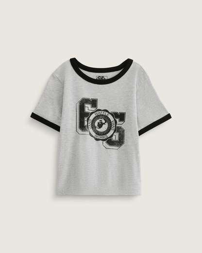 Vans Campus Tour Ringer T-Shirt in Heather Grey / Black