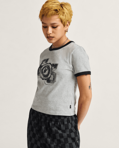 Vans Campus Tour Ringer T-Shirt in Heather Grey / Black