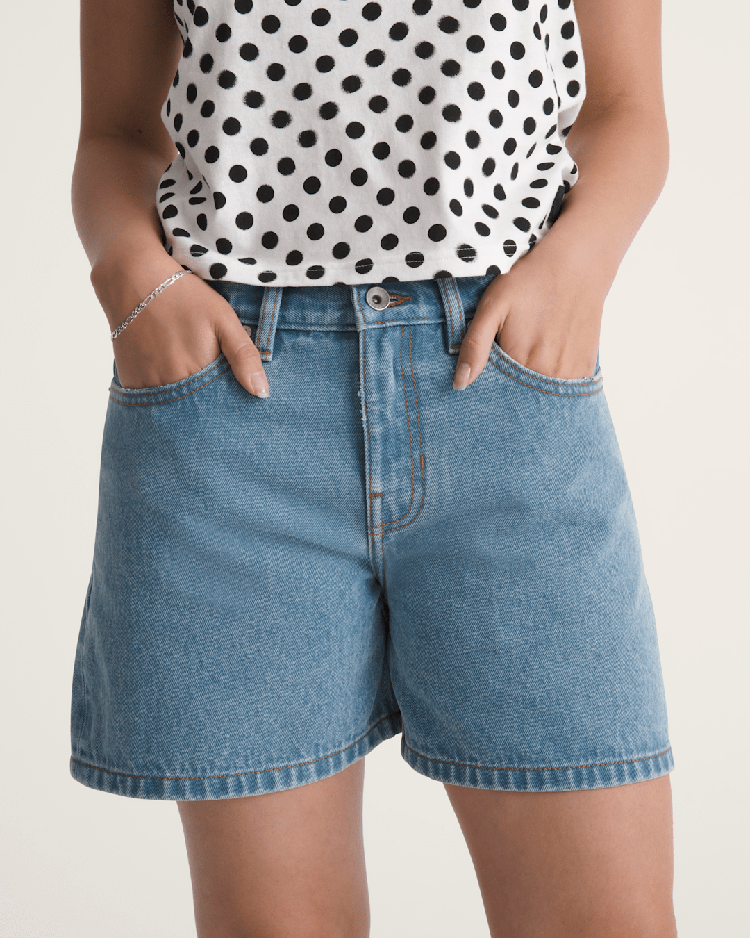 Vans Check-5 Mid Rise Shorts in Stonewash Blue