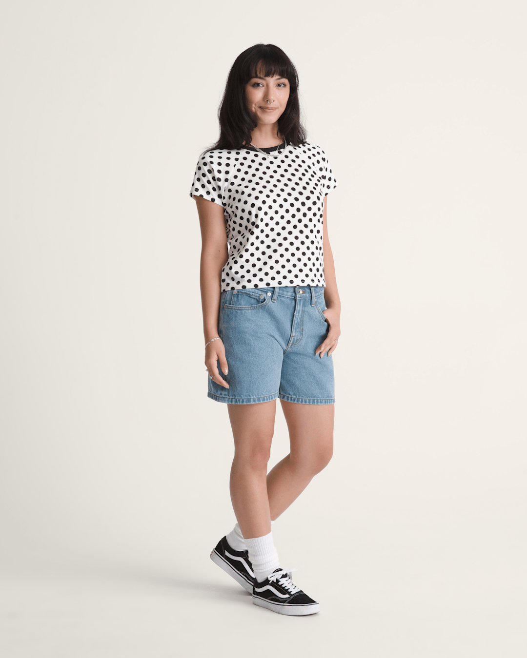 Vans Check-5 Mid Rise Shorts in Stonewash Blue