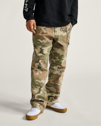 Vans Drill Chore Carpenter Loose Denim Pants in Vintage Camo Black