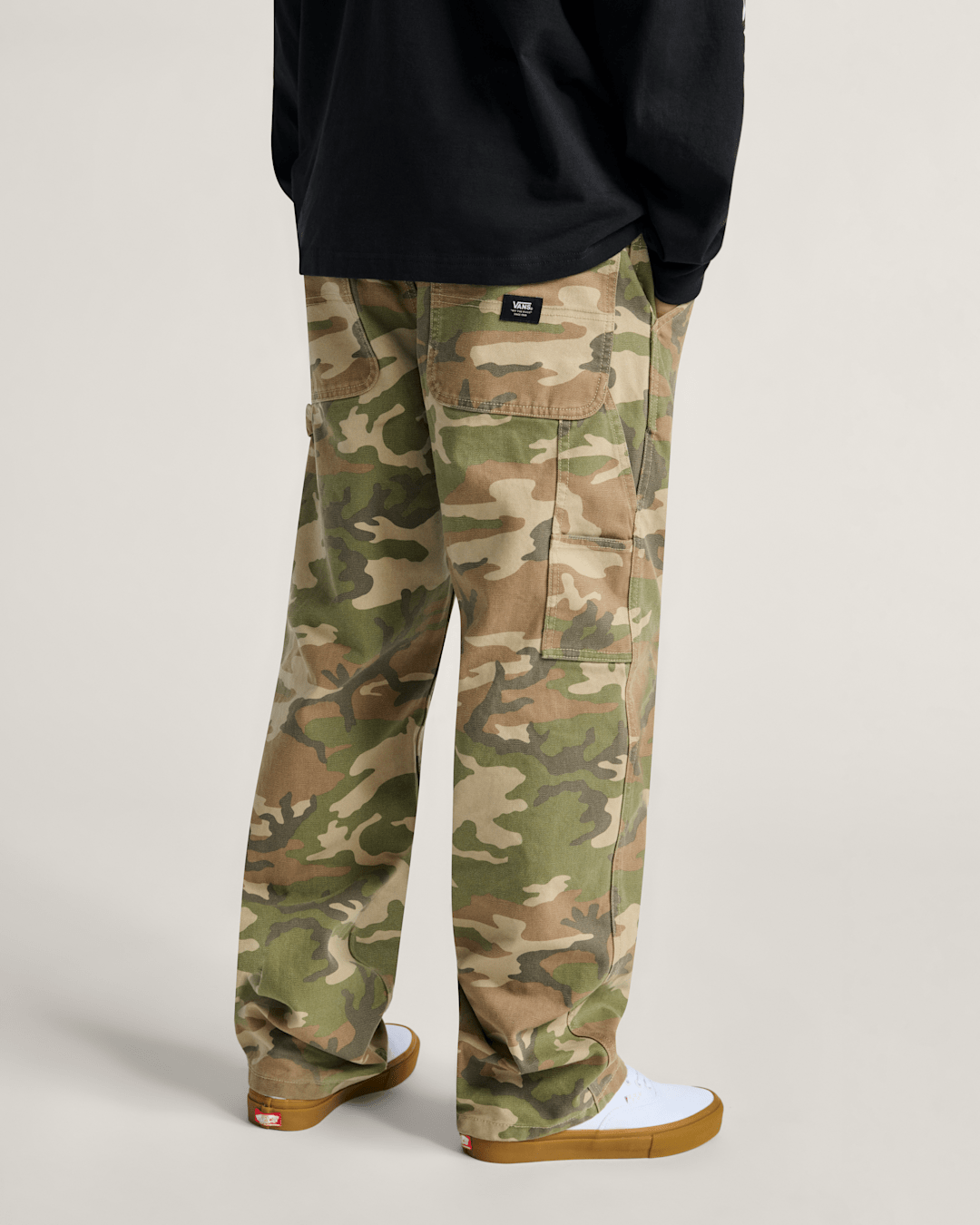 Vans Drill Chore Carpenter Loose Denim Pants in Vintage Camo Black