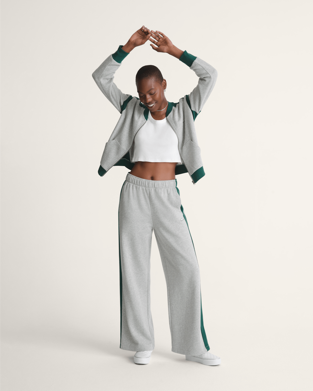 Vans Rookie Track Sweatpants in Grey / Emerald Green