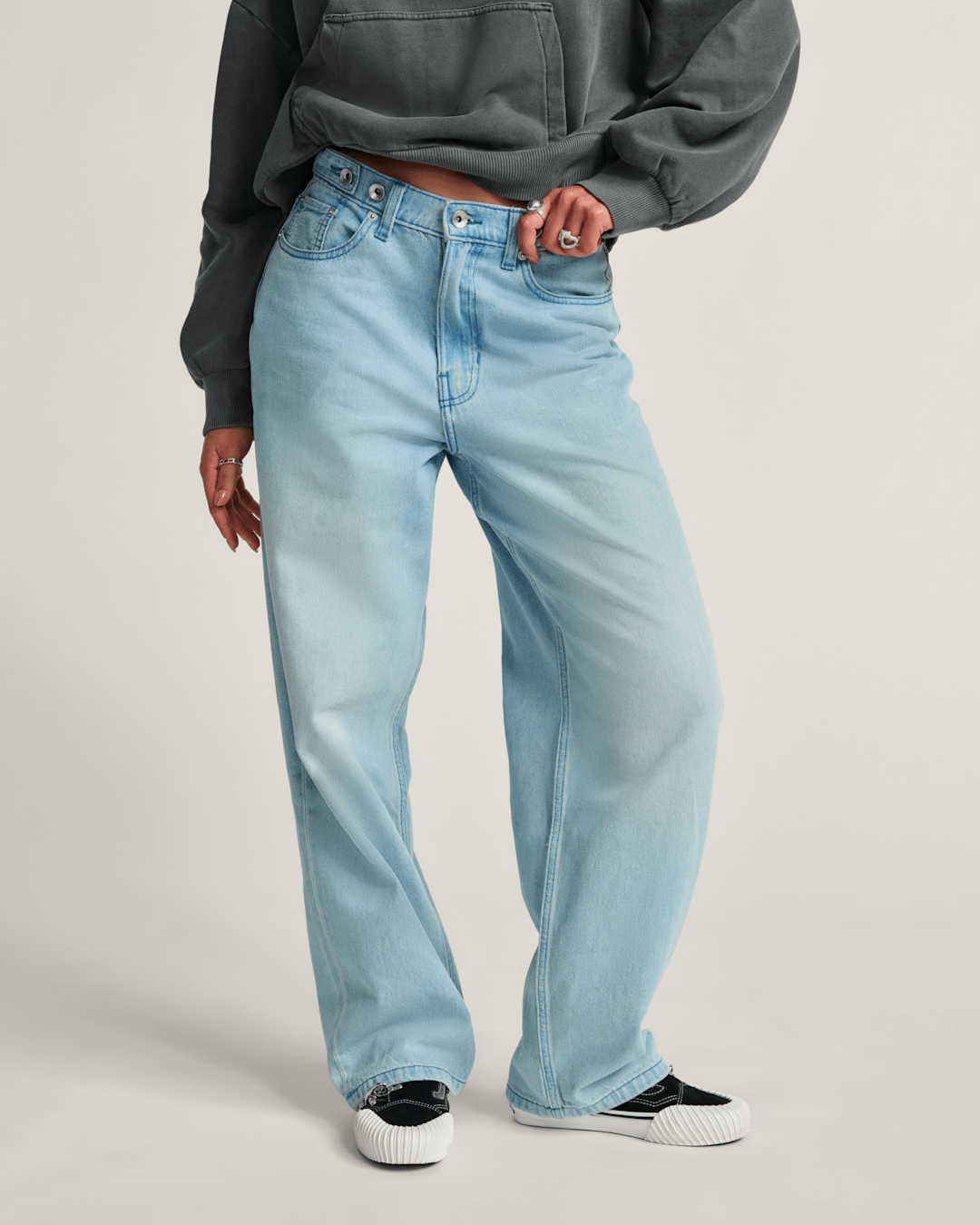 Vans Check-5 Baggy Denim Pants in Light Stonewash Grey