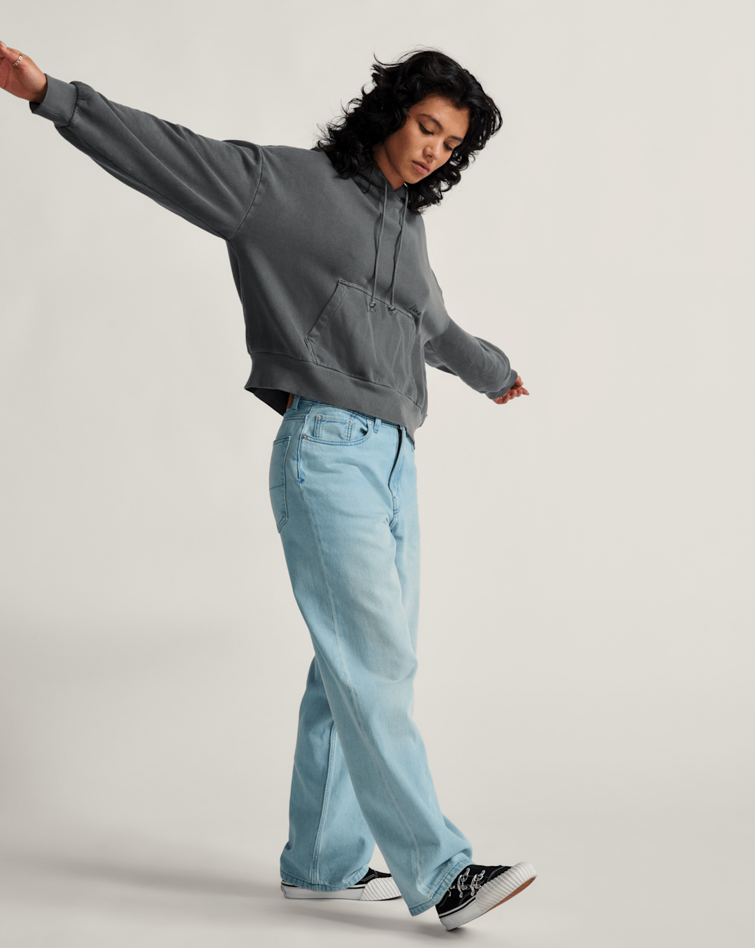 Vans Check-5 Baggy Denim Pants in Light Stonewash Grey