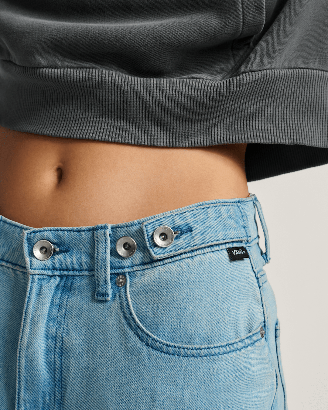 Vans Check-5 Baggy Denim Pants in Light Stonewash Grey