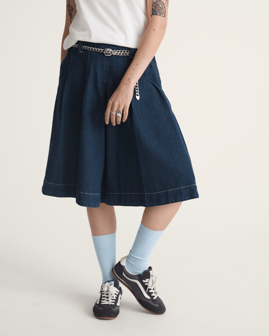 Vans Authentic Chino Denim Skirt in Dark Rinse Blue