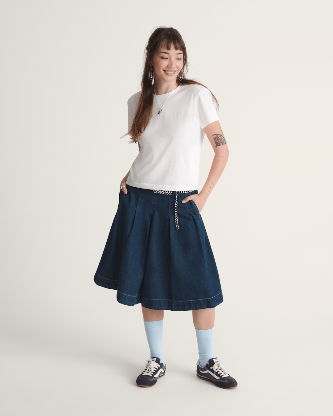 Vans Authentic Chino Denim Skirt in Dark Rinse Blue