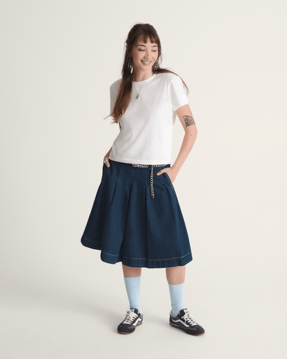 Vans Authentic Chino Denim Skirt in Dark Rinse Blue
