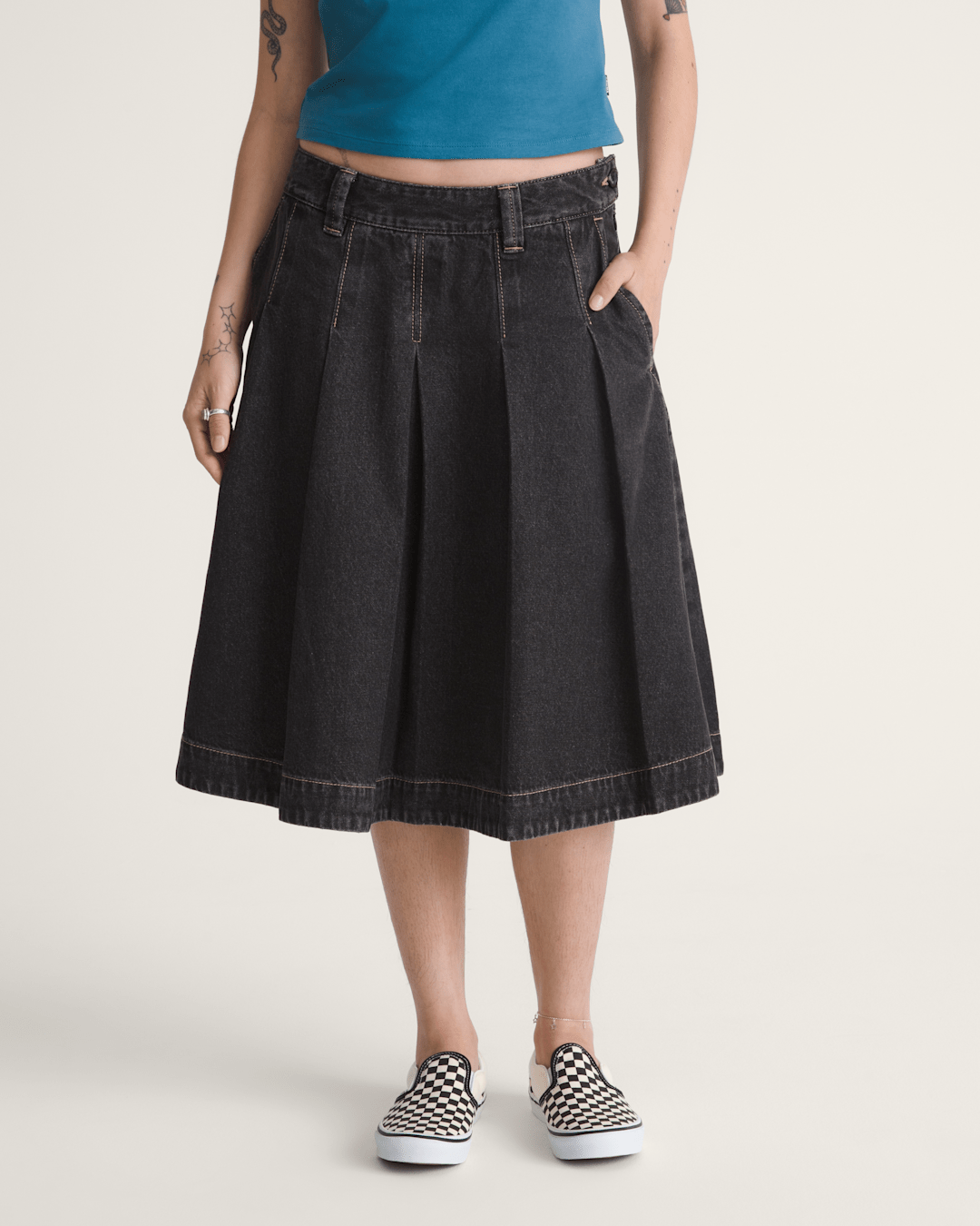 Vans Authentic Chino Denim Skirt in Rinse Black