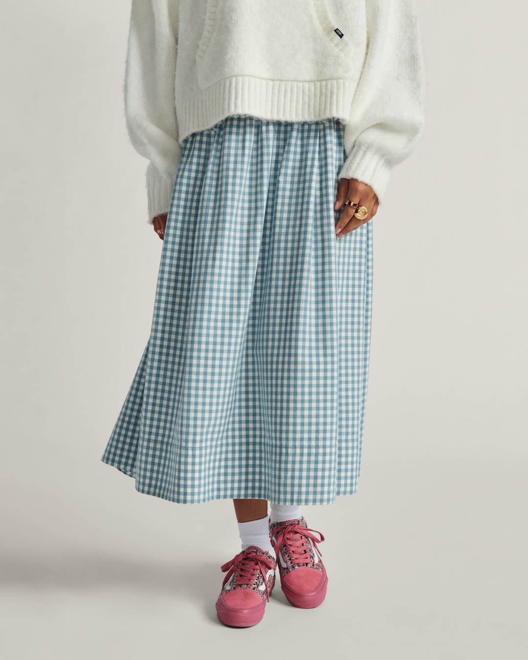 Vans Francesca Full Plaid Skirt in Blue / White