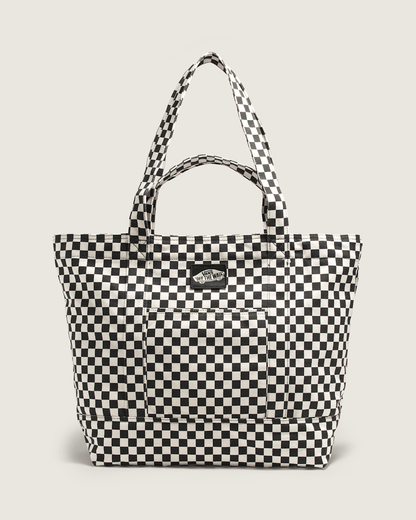 Vans Tell All Zip Tote Bag in Checkerboard Black
