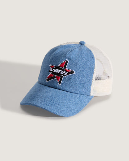 Vans Marked Jockey Trucker Hat in Stonewash Blue