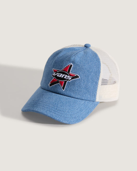 Vans Marked Jockey Trucker Hat in Stonewash Blue