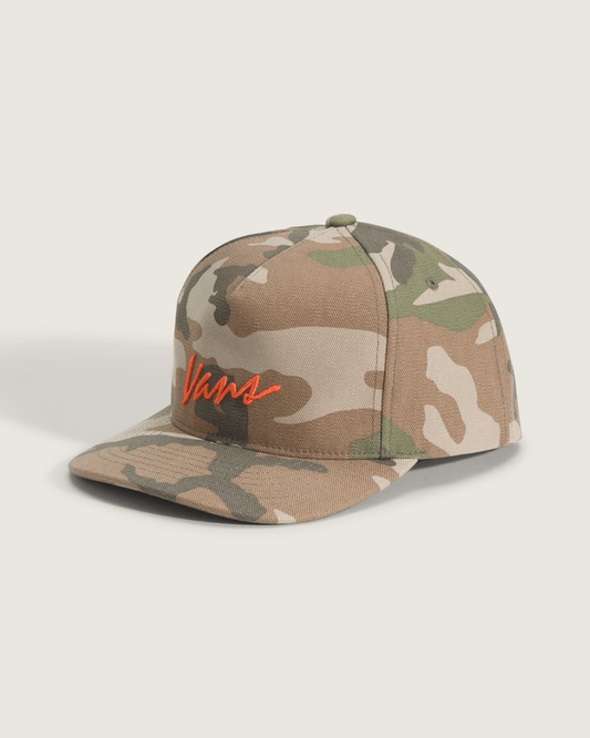 Vans Classic Script Snapback Hat in Vintage Camo Brown