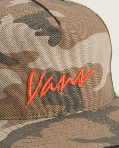 Vans Classic Script Snapback Hat in Vintage Camo Brown