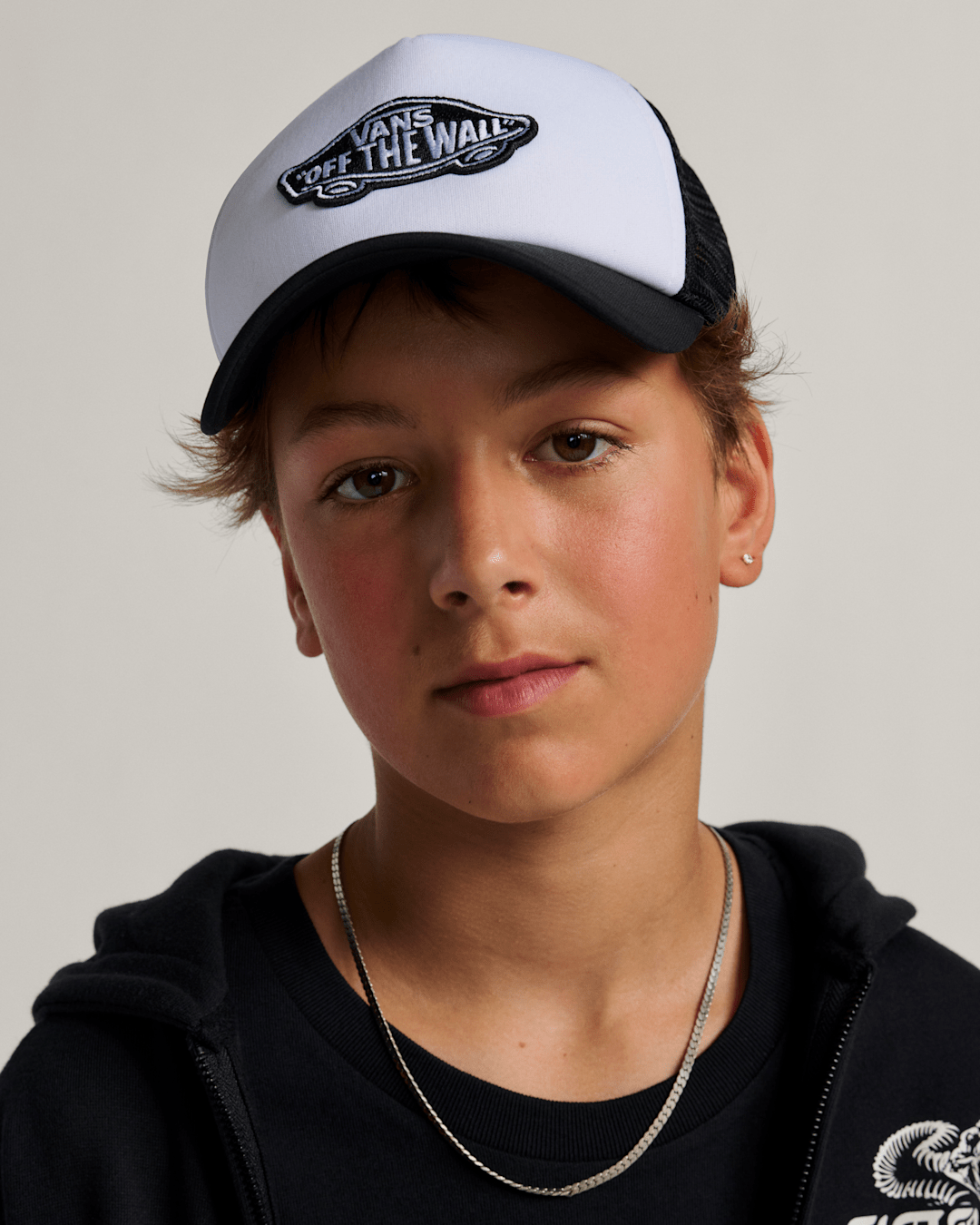 Vans Kids Classic Patch Trucker Hat in Black / White